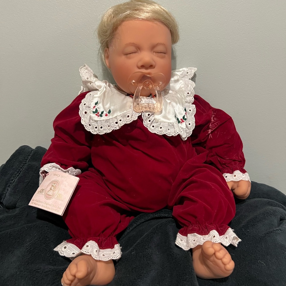 Lee Middleton Red Velvet Baby Doll with White Lace